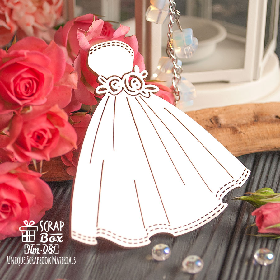 Чіпборд "Весільна сукня з трояндами"