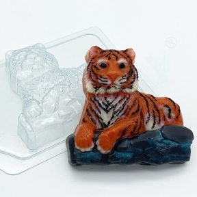 Форма пластик "Тигр лежить на каменях", 1 шт - 7036