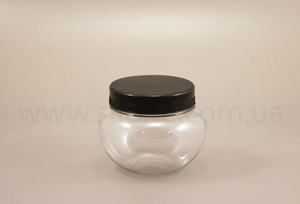 Баночка БП180-4 пластик (кругла), 180 мл (чорна кришка) - 5303