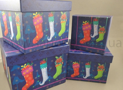 Подарункова коробка "Christmas socks" синя - 5291