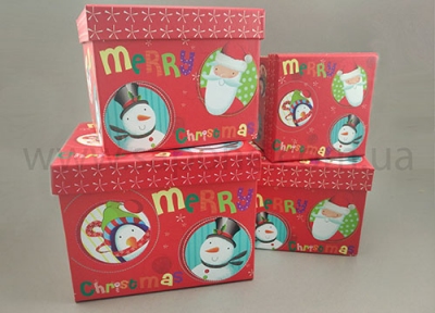 Подарункова коробка "Happy snowman" червона - 5293
